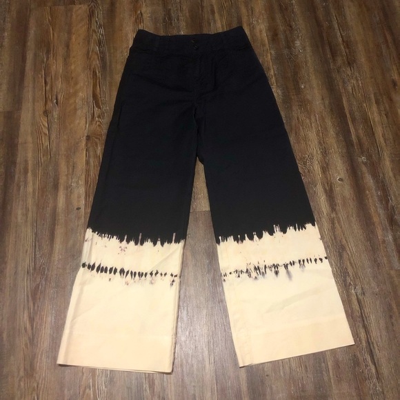 Anthropologie Fatima Dye Dipped Pants Women's 25 Wide Leg Cropped Two Button - Picture 1 of 7